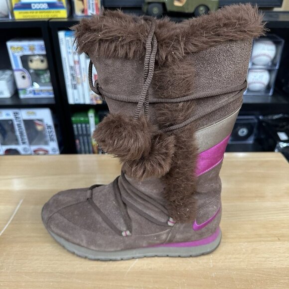Nike Winter High Suede Womens Boots Size 8.5 Brown Leather 311959 261 Faux - Picture 1 of 5